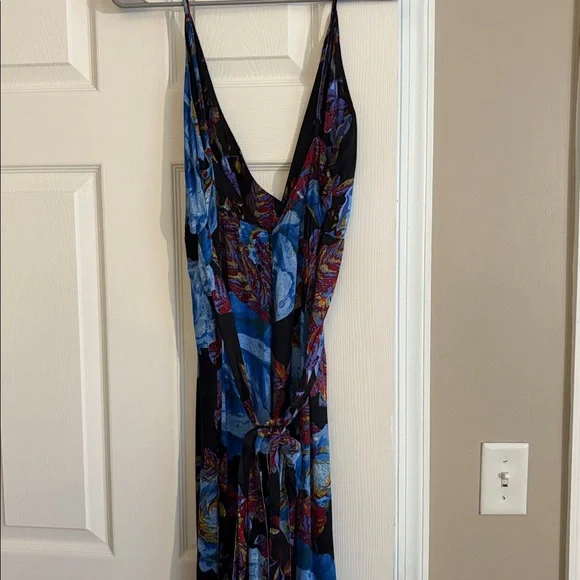 Floral Maxi Dress with Blue and Purple Accents - Picture 2 of 2